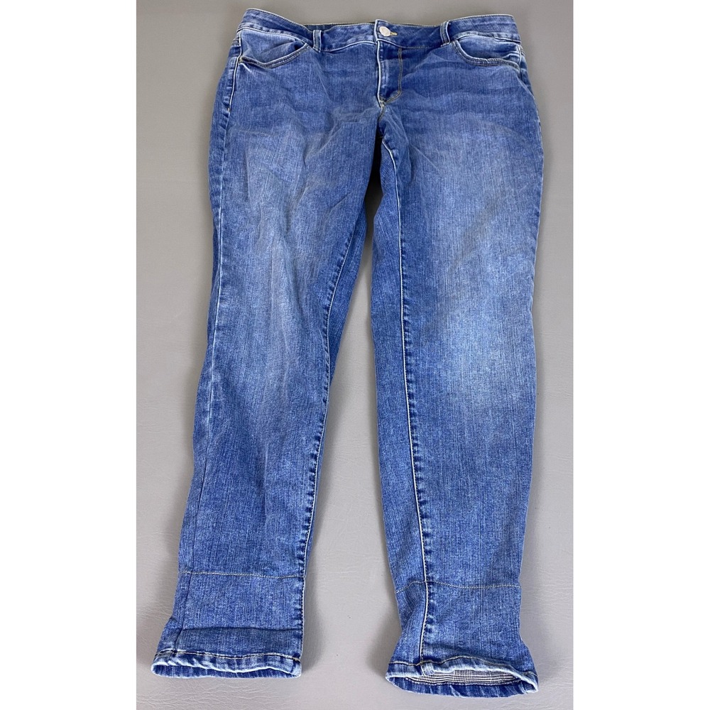 Maurices Jeans Mid-Rise Skinny Women's 16W Lined‎ Regular Blue Medium Wash Denim